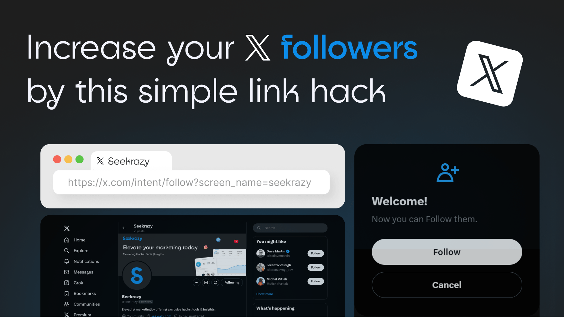 X/twitter follow link generator